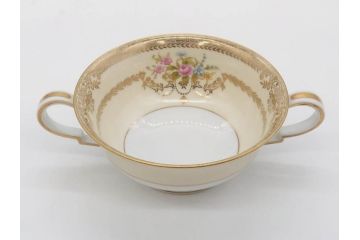 オールドノリタケ　NORITAKE　金彩　繊細なデザインがエレガントな雰囲気を醸し出すスープカップ&ソーサー3客セット(花、フラワー、C&S、洋食器)(R-074116)