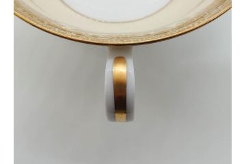 オールドノリタケ　NORITAKE　金彩　繊細なデザインがエレガントな雰囲気を醸し出すスープカップ&ソーサー3客セット(花、フラワー、C&S、洋食器)(R-074116)