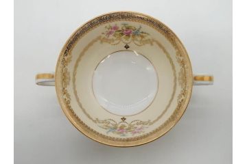 オールドノリタケ　NORITAKE　金彩　繊細なデザインがエレガントな雰囲気を醸し出すスープカップ&ソーサー3客セット(花、フラワー、C&S、洋食器)(R-074116)