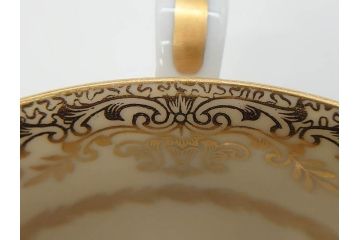 オールドノリタケ　NORITAKE　金彩　繊細なデザインがエレガントな雰囲気を醸し出すスープカップ&ソーサー3客セット(花、フラワー、C&S、洋食器)(R-074116)