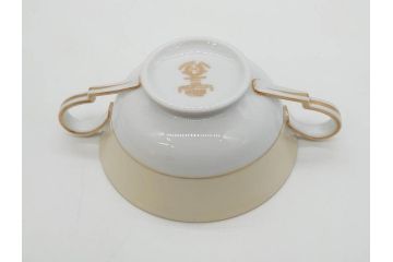 オールドノリタケ　NORITAKE　金彩　繊細なデザインがエレガントな雰囲気を醸し出すスープカップ&ソーサー3客セット(花、フラワー、C&S、洋食器)(R-074116)