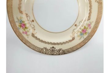 オールドノリタケ　NORITAKE　金彩　繊細なデザインがエレガントな雰囲気を醸し出すスープカップ&ソーサー3客セット(花、フラワー、C&S、洋食器)(R-074116)