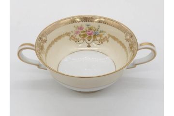 オールドノリタケ　NORITAKE　金彩　繊細なデザインがエレガントな雰囲気を醸し出すスープカップ&ソーサー3客セット(花、フラワー、C&S、洋食器)(R-074117)