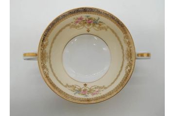 オールドノリタケ　NORITAKE　金彩　繊細なデザインがエレガントな雰囲気を醸し出すスープカップ&ソーサー3客セット(花、フラワー、C&S、洋食器)(R-074117)