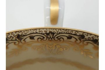 オールドノリタケ　NORITAKE　金彩　繊細なデザインがエレガントな雰囲気を醸し出すスープカップ&ソーサー3客セット(花、フラワー、C&S、洋食器)(R-074117)
