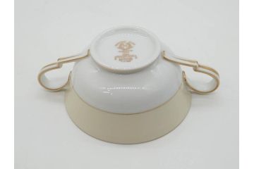 オールドノリタケ　NORITAKE　金彩　繊細なデザインがエレガントな雰囲気を醸し出すスープカップ&ソーサー3客セット(花、フラワー、C&S、洋食器)(R-074117)