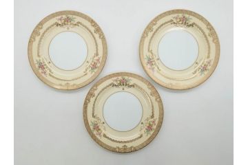 オールドノリタケ　NORITAKE　金彩　繊細なデザインがエレガントな雰囲気を醸し出すスープカップ&ソーサー3客セット(花、フラワー、C&S、洋食器)(R-074117)