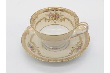 オールドノリタケ　NORITAKE　金彩　ティータイムが華やかになるティーカップ&ソーサー3客セット(花、フラワー、C&S、洋食器)(R-074118)