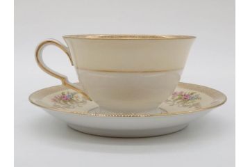 オールドノリタケ　NORITAKE　金彩　ティータイムが華やかになるティーカップ&ソーサー3客セット(花、フラワー、C&S、洋食器)(R-074118)