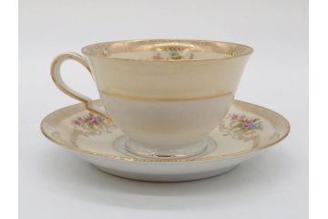 オールドノリタケ　NORITAKE　金彩　ティータイムが華やかになるティーカップ&ソーサー3客セット(花、フラワー、C&S、洋食器)(R-074118)