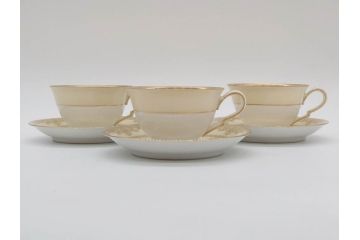 オールドノリタケ　NORITAKE　金彩　ティータイムが華やかになるティーカップ&ソーサー3客セット(花、フラワー、C&S、洋食器)(R-074119)
