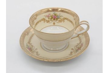オールドノリタケ　NORITAKE　金彩　ティータイムが華やかになるティーカップ&ソーサー3客セット(花、フラワー、C&S、洋食器)(R-074119)