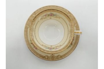 オールドノリタケ　NORITAKE　金彩　ティータイムが華やかになるティーカップ&ソーサー3客セット(花、フラワー、C&S、洋食器)(R-074119)