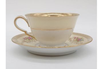 オールドノリタケ　NORITAKE　金彩　ティータイムが華やかになるティーカップ&ソーサー3客セット(花、フラワー、C&S、洋食器)(R-074119)