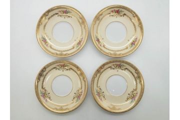 オールドノリタケ　NORITAKE　金彩　ティータイムが華やかになるティーカップ&ソーサー4客セット(花、フラワー、C&S、洋食器)(R-074120)
