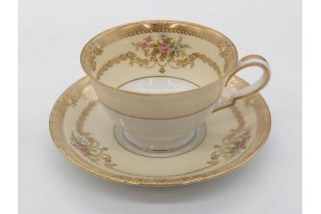 オールドノリタケ　NORITAKE　金彩　ティータイムが華やかになるティーカップ&ソーサー4客セット(花、フラワー、C&S、洋食器)(R-074120)