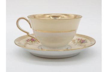 オールドノリタケ　NORITAKE　金彩　ティータイムが華やかになるティーカップ&ソーサー4客セット(花、フラワー、C&S、洋食器)(R-074120)
