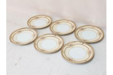 オールドノリタケ　NORITAKE　金彩　繊細なデザインが煌びやかな印象を与えるプレート6枚セット(花、フラワー、皿、洋食器)(R-074121)