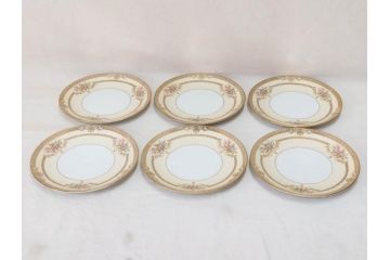 オールドノリタケ　NORITAKE　金彩　繊細なデザインが煌びやかな印象を与えるプレート6枚セット(花、フラワー、皿、洋食器)(R-074121)