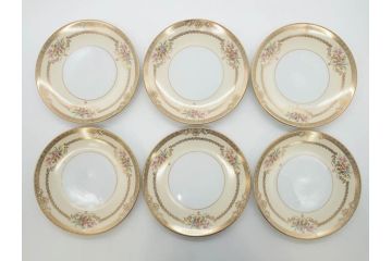 オールドノリタケ　NORITAKE　金彩　繊細なデザインが煌びやかな印象を与えるプレート6枚セット(花、フラワー、皿、洋食器)(R-074121)