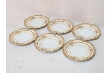 オールドノリタケ　NORITAKE　金彩　繊細なデザインが煌びやかな印象を与えるプレート6枚セット(花、フラワー、皿、洋食器)(R-074122)