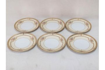 オールドノリタケ　NORITAKE　金彩　繊細なデザインが煌びやかな印象を与えるプレート6枚セット(花、フラワー、皿、洋食器)(R-074122)