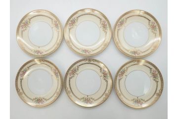 オールドノリタケ　NORITAKE　金彩　繊細なデザインが煌びやかな印象を与えるプレート6枚セット(花、フラワー、皿、洋食器)(R-074122)