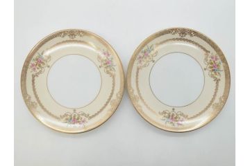 オールドノリタケ　NORITAKE　金彩　繊細なデザインが煌びやかな印象を与えるプレート6枚セット(花、フラワー、皿、洋食器)(R-074122)