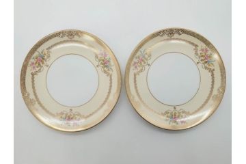オールドノリタケ　NORITAKE　金彩　繊細なデザインが煌びやかな印象を与えるプレート6枚セット(花、フラワー、皿、洋食器)(R-074122)
