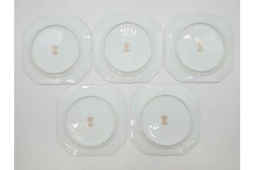 オールドノリタケ　NORITAKE　金彩　洗練されたフォルムが優雅な雰囲気を醸し出すプレート5枚セット(花、フラワー、皿、洋食器)(R-074123)