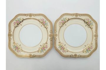 オールドノリタケ　NORITAKE　金彩　洗練されたフォルムが優雅な雰囲気を醸し出すプレート5枚セット(花、フラワー、皿、洋食器)(R-074123)