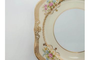 オールドノリタケ　NORITAKE　金彩　洗練されたフォルムが優雅な雰囲気を醸し出すプレート6枚セット(花、フラワー、皿、洋食器)(R-074124)