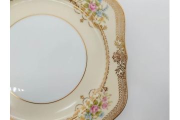 オールドノリタケ　NORITAKE　金彩　洗練されたフォルムが優雅な雰囲気を醸し出すプレート6枚セット(花、フラワー、皿、洋食器)(R-074124)