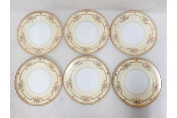 オールドノリタケ　NORITAKE　金彩　ゴールドのデザインが高級感を高めるプレート6枚セット(花、フラワー、皿、洋食器)(R-074125)