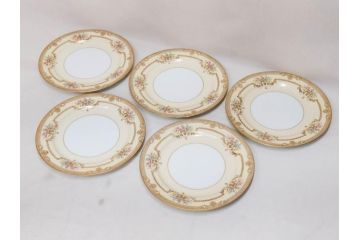 オールドノリタケ　NORITAKE　金彩　ゴールドのデザインが高級感を高めるプレート5枚セット(花、フラワー、皿、洋食器)(R-074126)