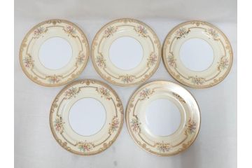 オールドノリタケ　NORITAKE　金彩　ゴールドのデザインが高級感を高めるプレート5枚セット(花、フラワー、皿、洋食器)(R-074126)