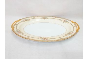 オールドノリタケ　NORITAKE　金彩　幅広いシーンで活躍してくれるオーバルプレート&グレービーボート&ボウルセット(花、フラワー、皿、洋食器、ソースボート、グレイビー)(R-074127)