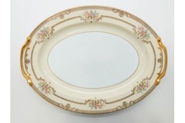 オールドノリタケ　NORITAKE　金彩　幅広いシーンで活躍してくれるオーバルプレート&グレービーボート&ボウルセット(花、フラワー、皿、洋食器、ソースボート、グレイビー)(R-074127)
