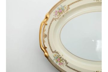 オールドノリタケ　NORITAKE　金彩　幅広いシーンで活躍してくれるオーバルプレート&グレービーボート&ボウルセット(花、フラワー、皿、洋食器、ソースボート、グレイビー)(R-074127)