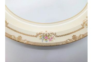 オールドノリタケ　NORITAKE　金彩　幅広いシーンで活躍してくれるオーバルプレート&グレービーボート&ボウルセット(花、フラワー、皿、洋食器、ソースボート、グレイビー)(R-074127)