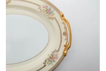 オールドノリタケ　NORITAKE　金彩　幅広いシーンで活躍してくれるオーバルプレート&グレービーボート&ボウルセット(花、フラワー、皿、洋食器、ソースボート、グレイビー)(R-074127)