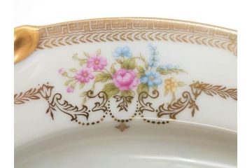 オールドノリタケ　NORITAKE　金彩　幅広いシーンで活躍してくれるオーバルプレート&グレービーボート&ボウルセット(花、フラワー、皿、洋食器、ソースボート、グレイビー)(R-074127)