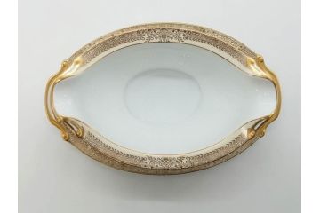 オールドノリタケ　NORITAKE　金彩　幅広いシーンで活躍してくれるオーバルプレート&グレービーボート&ボウルセット(花、フラワー、皿、洋食器、ソースボート、グレイビー)(R-074127)