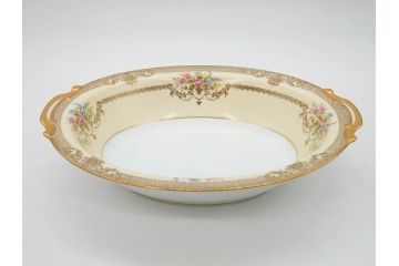 オールドノリタケ　NORITAKE　金彩　幅広いシーンで活躍してくれるオーバルプレート&グレービーボート&ボウルセット(花、フラワー、皿、洋食器、ソースボート、グレイビー)(R-074127)