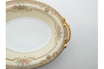 オールドノリタケ　NORITAKE　金彩　幅広いシーンで活躍してくれるオーバルプレート&グレービーボート&ボウルセット(花、フラワー、皿、洋食器、ソースボート、グレイビー)(R-074127)