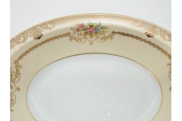 オールドノリタケ　NORITAKE　金彩　幅広いシーンで活躍してくれるオーバルプレート&グレービーボート&ボウルセット(花、フラワー、皿、洋食器、ソースボート、グレイビー)(R-074127)