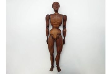 フランスビンテージ　木製　色々なポージングができるデッサン人形(デッサン用ドール、人形模型、ウッドマネキン、可動式、モデル人形、ヴィンテージ)(R-074128)
