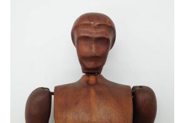 フランスビンテージ　木製　色々なポージングができるデッサン人形(デッサン用ドール、人形模型、ウッドマネキン、可動式、モデル人形、ヴィンテージ)(R-074128)