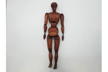 フランスビンテージ　木製　色々なポージングができるデッサン人形(デッサン用ドール、人形模型、ウッドマネキン、可動式、モデル人形、ヴィンテージ)(R-074128)
