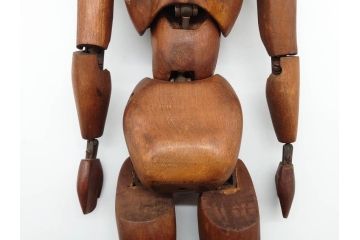 フランスビンテージ　木製　色々なポージングができるデッサン人形(デッサン用ドール、人形模型、ウッドマネキン、可動式、モデル人形、ヴィンテージ)(R-074128)